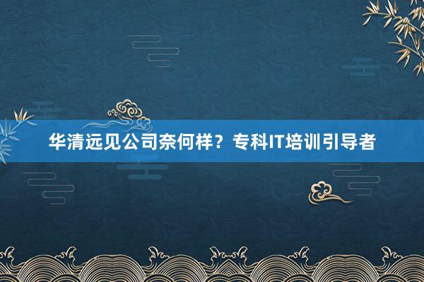 华清远见公司奈何样？专科IT培训引导者
