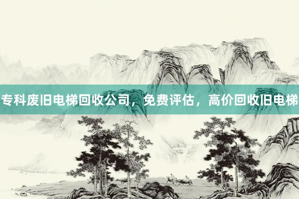 专科废旧电梯回收公司，免费评估，高价回收旧电梯